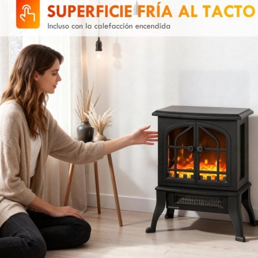 Homcom Chimenea Eléctrica De Pie 900/1800w Efecto Llama 3d Negro
