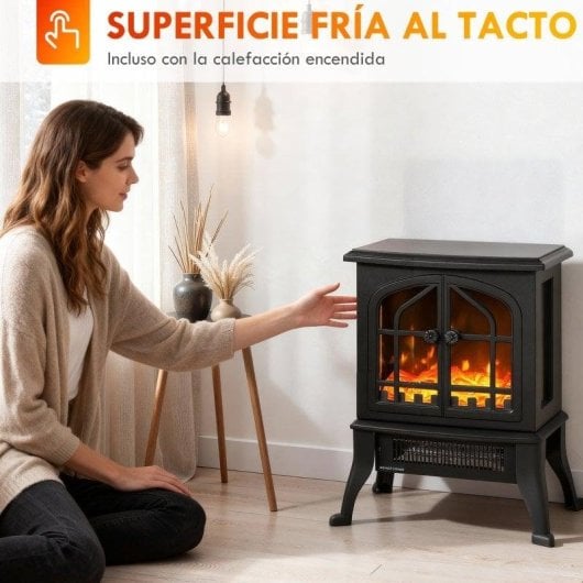 Lareira Elétrica Homcom 820-478V90BK 1800W Chão Efeito Chama 3D