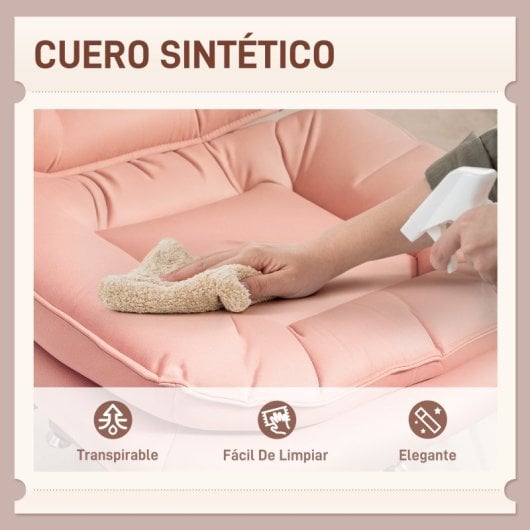 Homcom Silla De Oficina Con Piernas Cruzadas Asiento Ancho Rosa