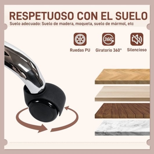 Homcom Silla De Oficina Con Piernas Cruzadas Asiento Ancho Rosa