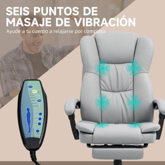 Vinsetto Silla De Oficina Giratoria Con Masaje Altura Ajustable Y Control Remoto