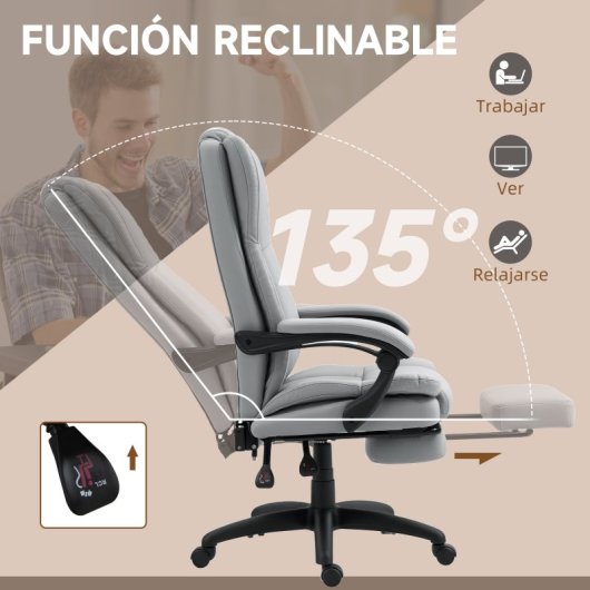 Vinsetto Silla De Oficina Giratoria Con Masaje Altura Ajustable Y Control Remoto
