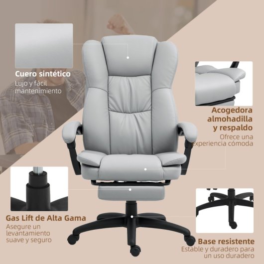 Vinsetto Silla De Oficina Giratoria Con Masaje Altura Ajustable Y Control Remoto