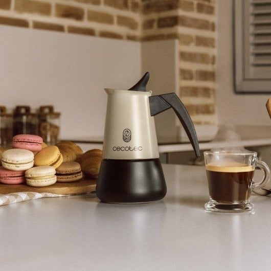 Cafeteira Italiana Cecotec Piccolina 200 Green 100ml Inox Compatível Indução