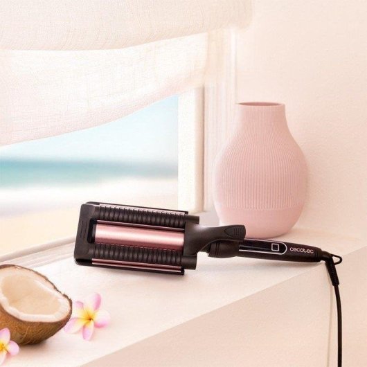 Keramik-Wellen-Glätteisen Cecotec RitualCare 1000 Summer Waves 200ºC 3 Temperaturstufen Abschaltautomatik Schwarz Rosa