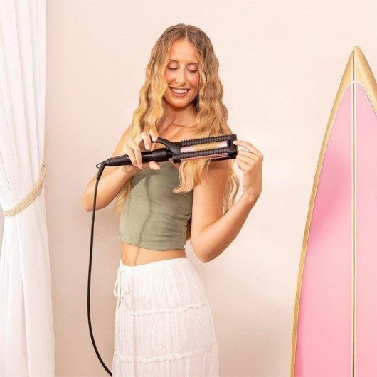 Keramik-Wellen-Glätteisen Cecotec RitualCare 1000 Summer Waves 200ºC 3 Temperaturstufen Abschaltautomatik Schwarz Rosa