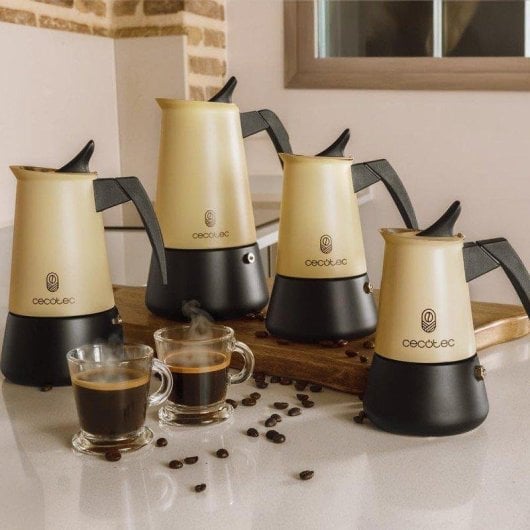 Kaffeemaschine Italienisch Cecotec Piccolina 900 450ml für alle Kochfelder Beige