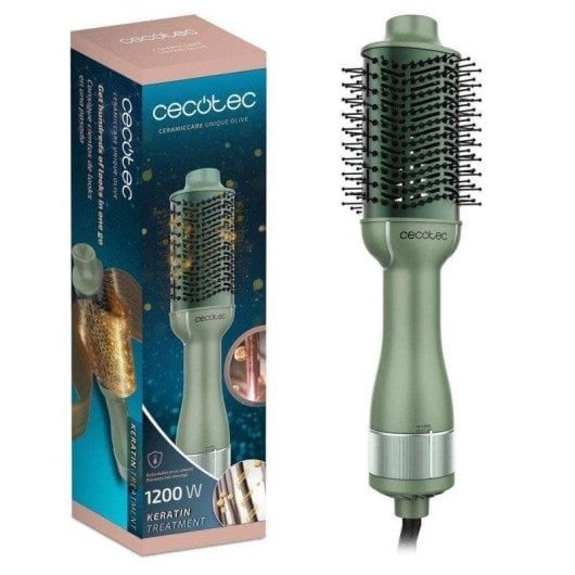 Warmluftbürste Cecotec Ceramiccare Unique Olive 1200W Keratin Arganöl 3 Modi