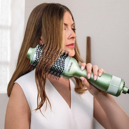 Spazzole Modellanti Cecotec Ceramiccare Unique Olive 1200W Ceramica Cheratina 3 Temperature Aria Fredda Verde