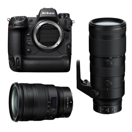Câmara Digital Mirrorless Nikon Z9 45,7 MP 30x Zoom Óptico Sensor CMOS Full Frame Wi-Fi Kit Objetivas Z 24-70mm f/2.8 S e Z 70-200mm f/2.8 VR S