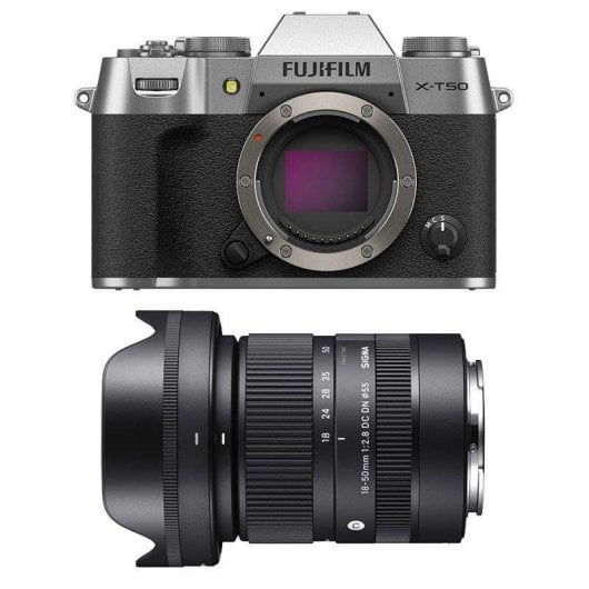 Appareil Photo Numérique Compact Fujifilm X-T50 40,2MP Zoom Optique Objectif Sigma 18-50mm Capteur X-Trans CMOS 5 HR Stabilisation WiFi