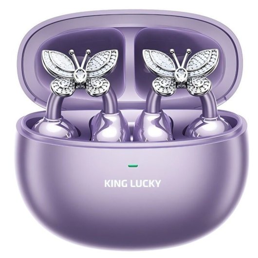 Auriculares Kinglucky inalámbricos Bluetooth 5.4 con cancelación de ruido, micrófono y resistencia IPX5, morado y platea