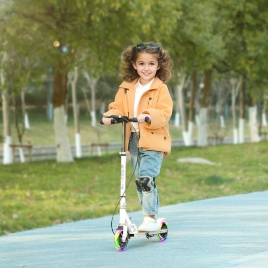 Aiyaplay Patinete Plegable Para Niños De 3-8 Años 2 Ruedas Con Led Luces Blanco