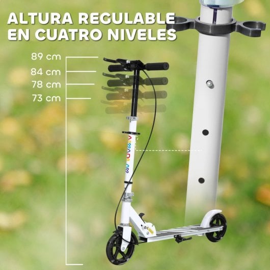 Aiyaplay Patinete Plegable Para Niños De 3-8 Años 2 Ruedas Con Led Luces Blanco