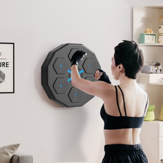 Sportnow Máquina Boxeo Musical Pared Con Guantes Conexión Bluetooth Y Luces Led