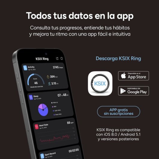 Aktivitätsarmband Ksix Vitalis Bluetooth Schwarz 30 Tage Akku Gesundheitsüberwachung 5ATM