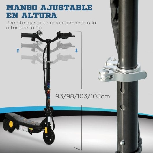 Homcom Patinete Eléctrico Para Niños De 7-14 Años Plegable Max. 12 Km/h Negro