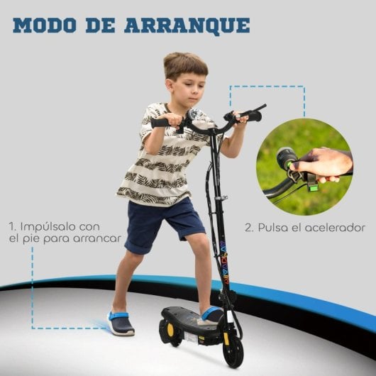 Homcom Patinete Eléctrico Para Niños De 7-14 Años Plegable Max. 12 Km/h Negro