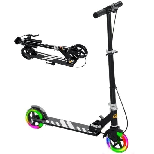 Aiyaplay Patinete Plegable Para Niños De 3-8 Años 2 Ruedas Con Led Luces Negro