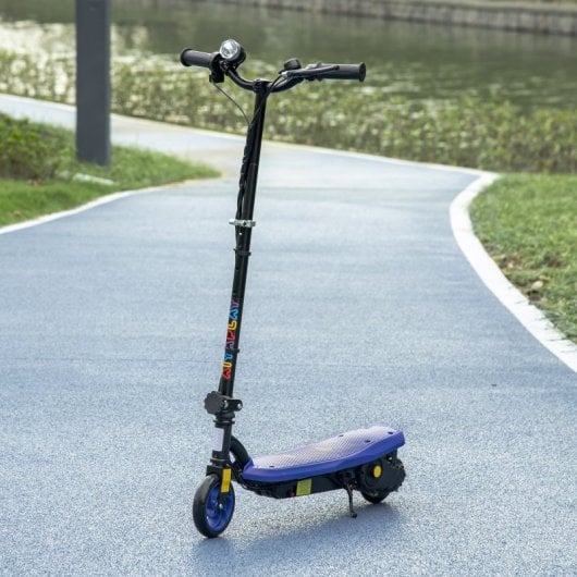Homcom Patinete Eléctrico Para Niños De 7-14 Años Plegable Max. 12 Km/h Azul