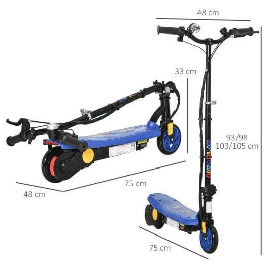Homcom Patinete Eléctrico Para Niños De 7-14 Años Plegable Max. 12 Km/h Azul