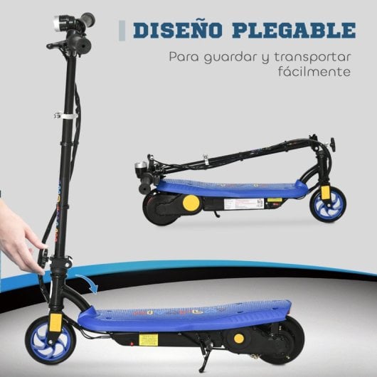 Homcom Patinete Eléctrico Para Niños De 7-14 Años Plegable Max. 12 Km/h Azul