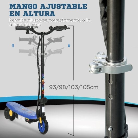 Homcom Patinete Eléctrico Para Niños De 7-14 Años Plegable Max. 12 Km/h Azul