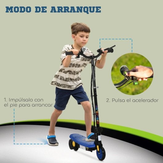 Homcom Patinete Eléctrico Para Niños De 7-14 Años Plegable Max. 12 Km/h Azul