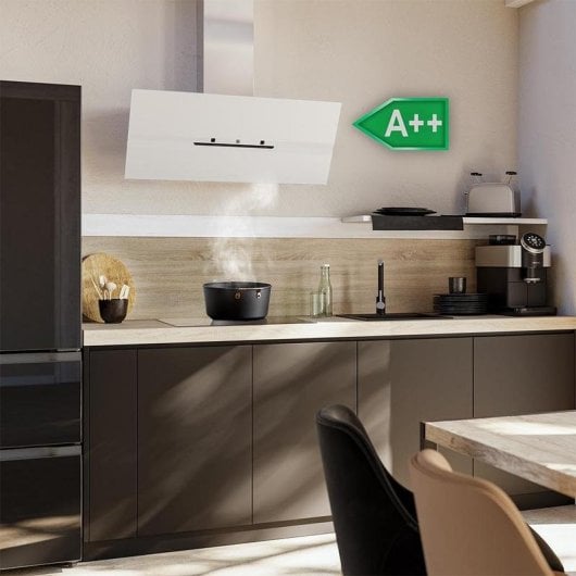 Campana extractora Cecotec Bolero Flux DT 908010 Recirculação 90cm vidro branco comandos táteis