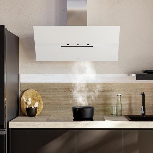 Campana extractora Cecotec Bolero Flux DT 908010 Recirculação 90cm vidro branco comandos táteis