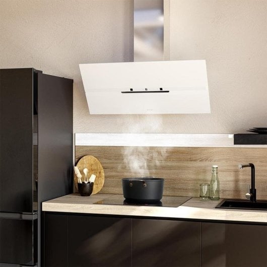 Campana extractora Cecotec Bolero Flux DT 908010 Recirculação 90cm vidro branco comandos táteis