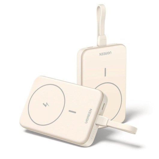 Batterie externe Ugreen PB760 10000mAh magnétique charge rapide 20W sans fil 15W beige