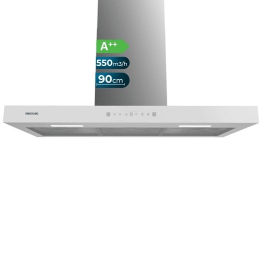 Campana extractora Fluxs TT 905500 Recirculación 90cm cristal blanco control táctil y gestual