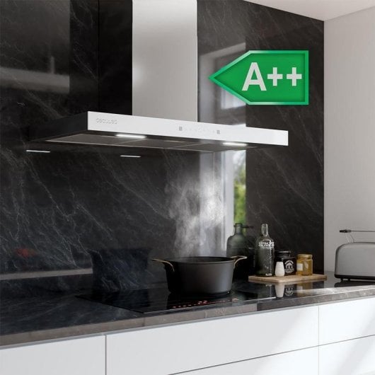Campana extractora Fluxs TT 905500 Recirculación 90cm cristal blanco control táctil y gestual