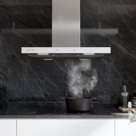 Campana extractora Fluxs TT 905500 Recirculación 90cm cristal blanco control táctil y gestual