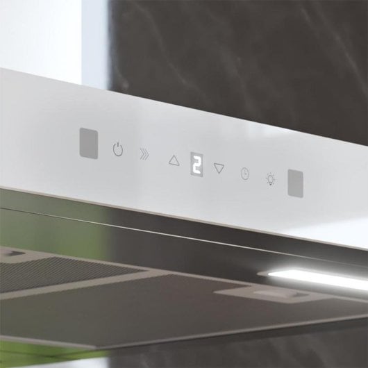 Campana extractora Fluxs TT 905500 Recirculación 90cm cristal blanco control táctil y gestual