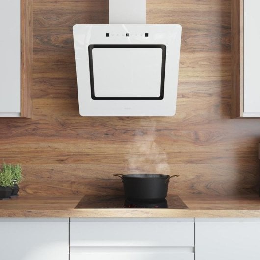 Campana extractora Cecotec Bolero Flux DT 608002 Recirculação 60cm Vidro branco Motor 800m3/h Controlo gestos