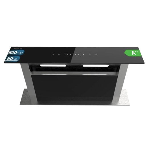Campana extractora Cecotec Bolero Flux ET 608000 Glass Black Recirculación 60cm slider touch y luz LED