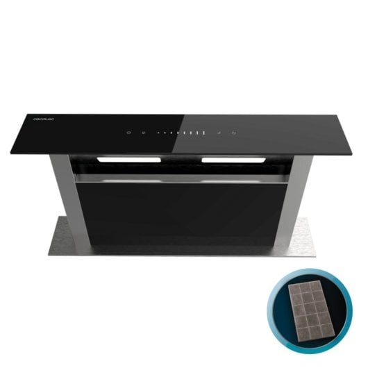 Campana extractora Cecotec Bolero Flux ET 608000 Glass Black Recirculación 60cm slider touch y luz LED