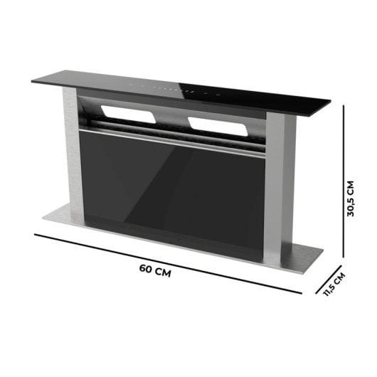Campana extractora Cecotec Bolero Flux ET 608000 Glass Black Recirculación 60cm slider touch y luz LED
