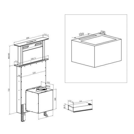 Campana extractora Cecotec Bolero Flux ET 608000 Glass Black Recirculación 60cm slider touch y luz LED
