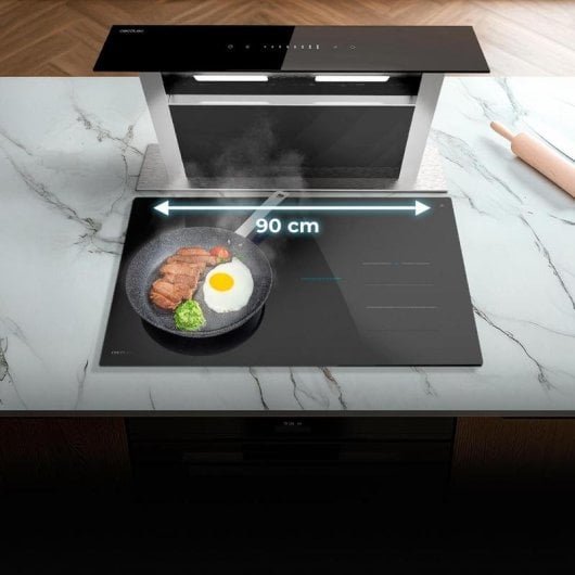 Campana extractora Cecotec Bolero Flux ET 608000 Glass Black Recirculación 60cm slider touch y luz LED