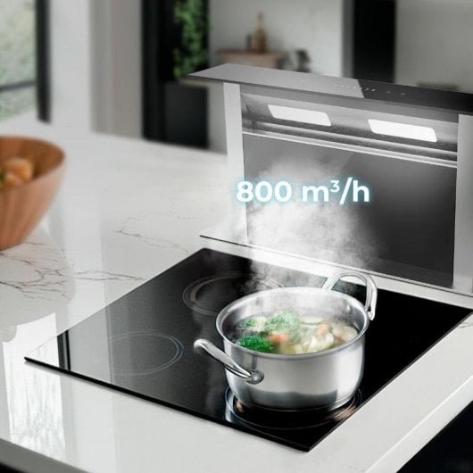 Campana extractora Cecotec Bolero Flux ET 608000 Glass Black Recirculación 60cm slider touch y luz LED