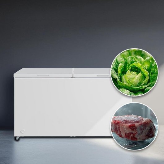 Congelador Cecotec Bolero CoolMarket Chest Duo 508M White E 508L UltraContact D-Cool Dual