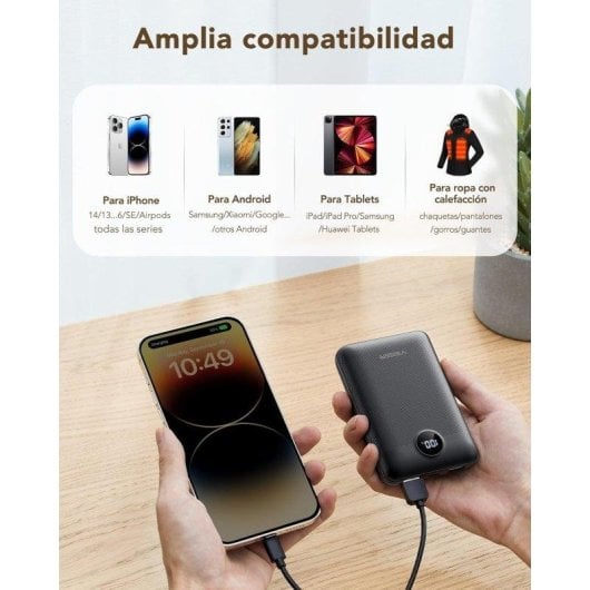 Power bank Veger 20000mAh 22.5W USB-C design compacto e visor LED