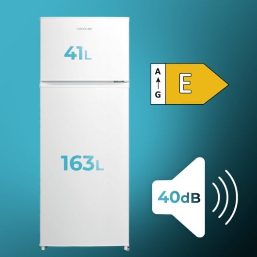 Frigorífico Dos Puertas Cecotec Bolero CoolMarket 2D 204 Defrost 143cm 204L E Blanco