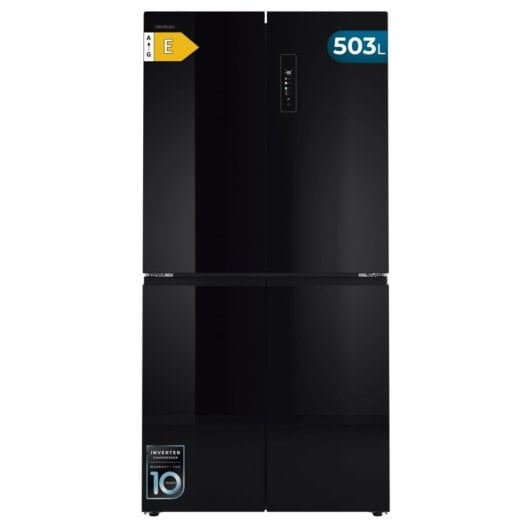 Frigorífico Cuatro Puertas Cecotec Bolero CoolMarket 4D 503 No Frost 177.5cm 503L E Negro Cristal Display Inverter