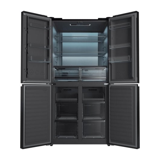 Frigorífico Cuatro Puertas Cecotec Bolero CoolMarket 4D 503 No Frost 177.5cm 503L E Negro Cristal Display Inverter