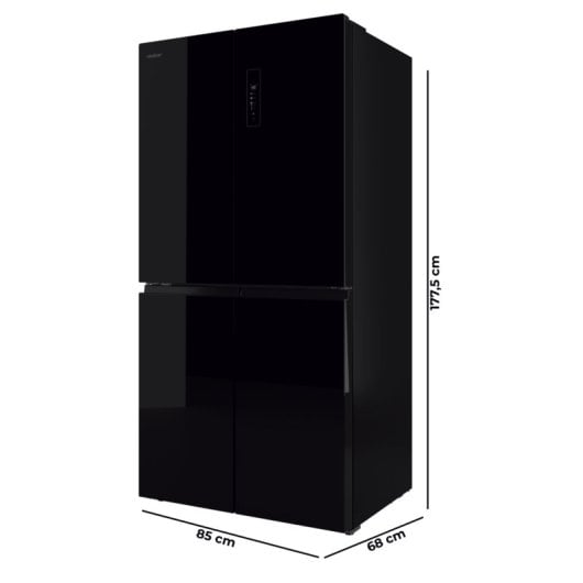 Frigorífico Cuatro Puertas Cecotec Bolero CoolMarket 4D 503 No Frost 177.5cm 503L E Negro Cristal Display Inverter