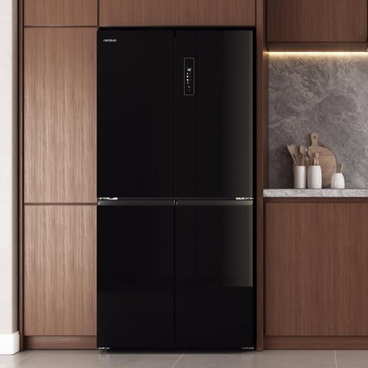 Frigorífico Cuatro Puertas Cecotec Bolero CoolMarket 4D 503 No Frost 177.5cm 503L E Negro Cristal Display Inverter